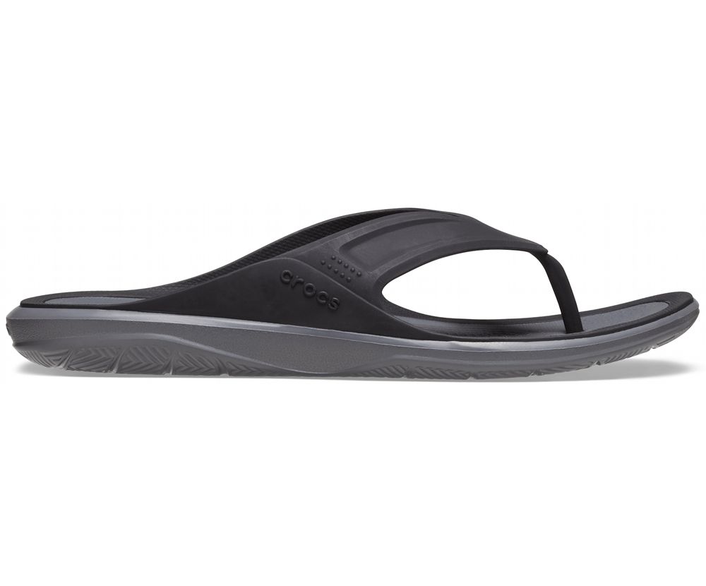 Crocs Swiftwater™ Wave Flip Sandaler Herre Sort | 517-BXZMOV