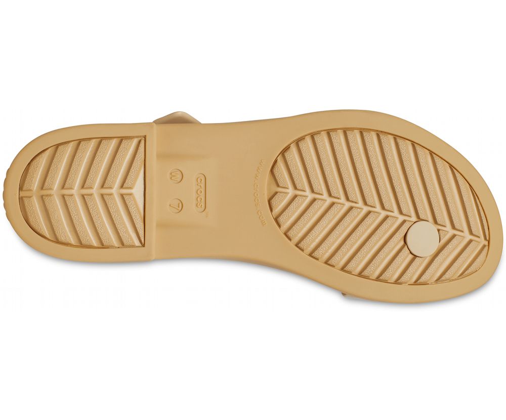 Crocs Tulum Metallic Tå Post Sandaler Dame Guld | 945-OSIPXZ