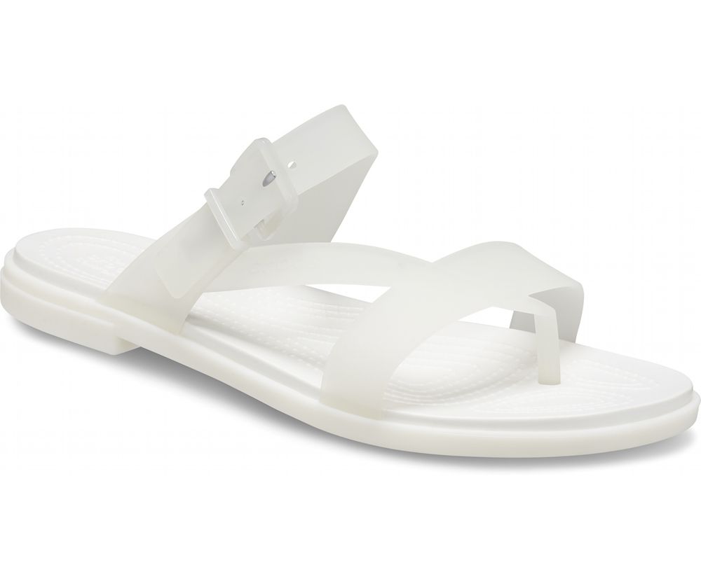 Crocs Tulum Translucent Tå Post Klipklapper Dame Hvide | 549-FIOEKG