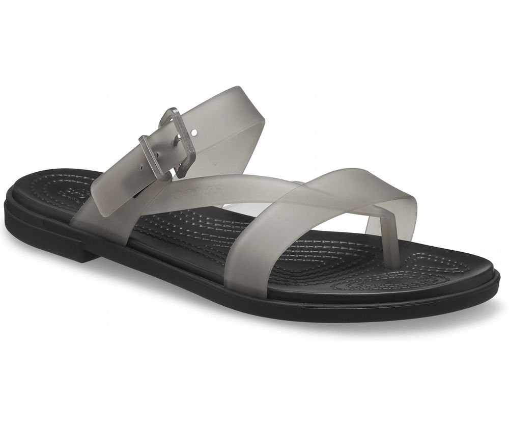 Crocs Tulum Translucent Tå Post Sandaler Dame Sort | 271-UMWPEO