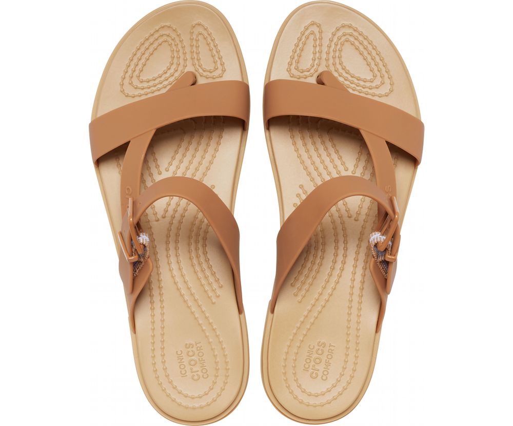 Crocs Tulum Tå Post Sandaler Dame Brune | 632-NWVQKJ