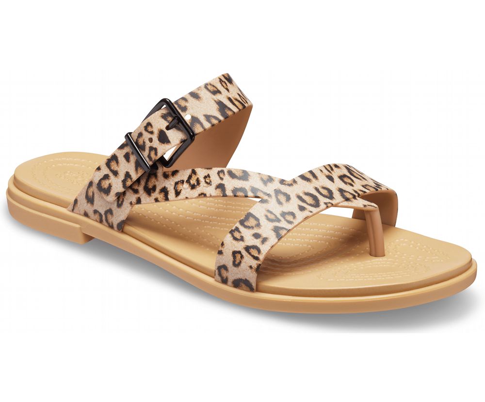 Crocs Tulum Tå Post Sandaler Dame Leopard | 402-OZXMVY